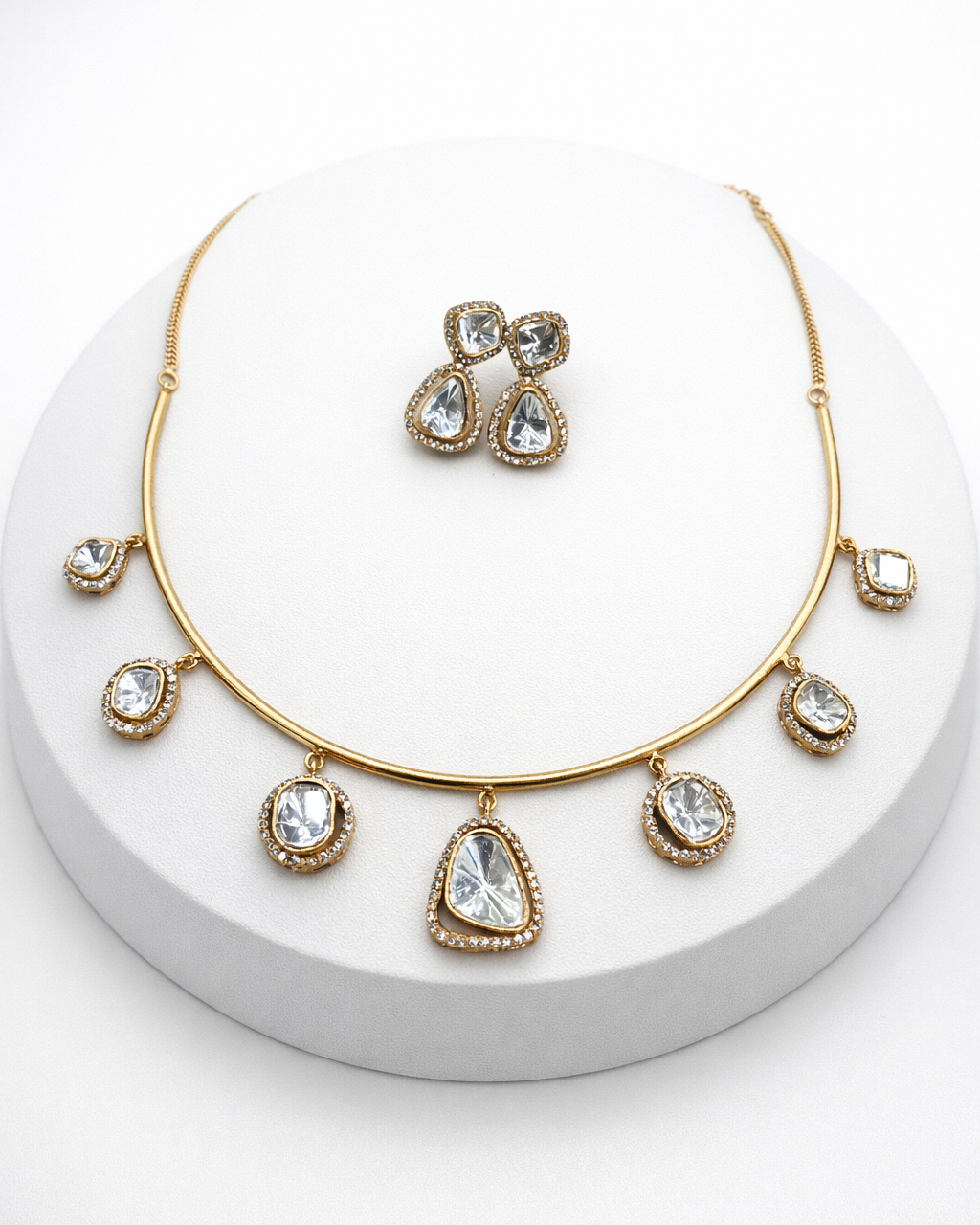 Moissanite Gold-Tone Hasli Necklace Set-G352500