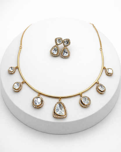 Moissanite Gold-Tone Hasli Necklace Set-G352500