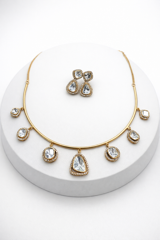 Moissanite Gold-Tone Hasli Necklace Set-G352500