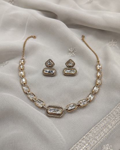 Moissanite Gold-Tone Necklace Set-G422900