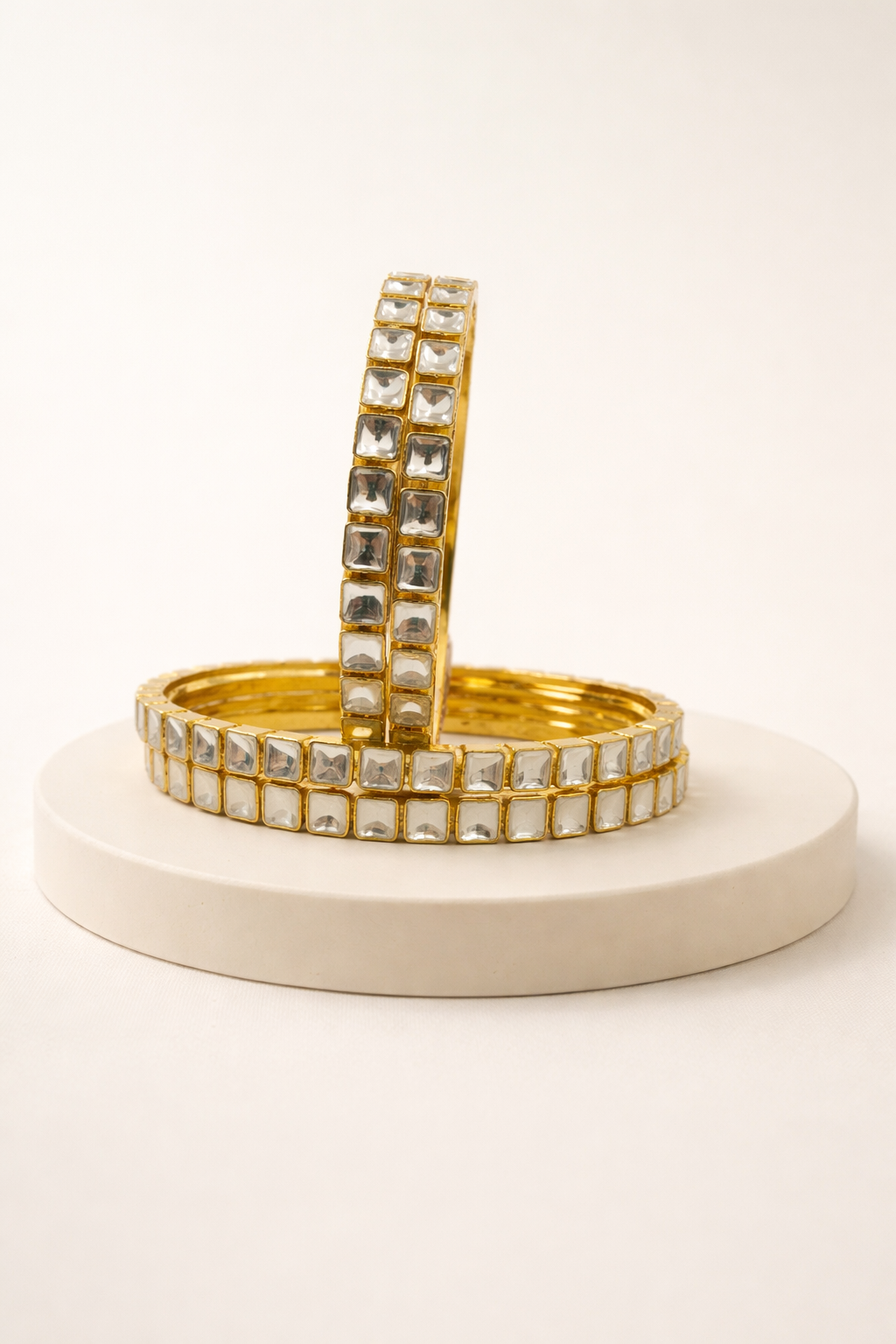 Gold Plated Kundan Bangles (Set of 4)