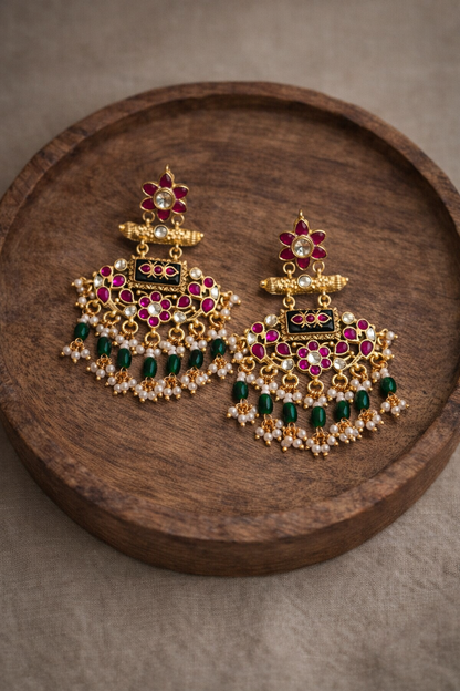 Peacock Heritage Jadau Earrings