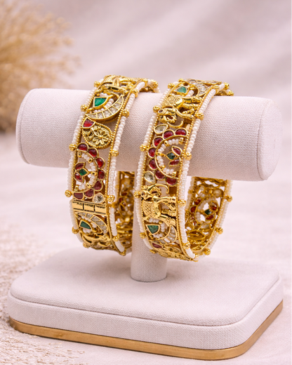 Heritage Jadau Kundan Elephant Bangles(Set of 2)-G756300