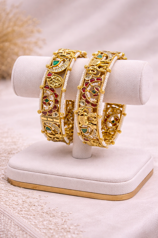 Heritage Jadau Kundan Elephant Bangles(Set of 2)-G756300