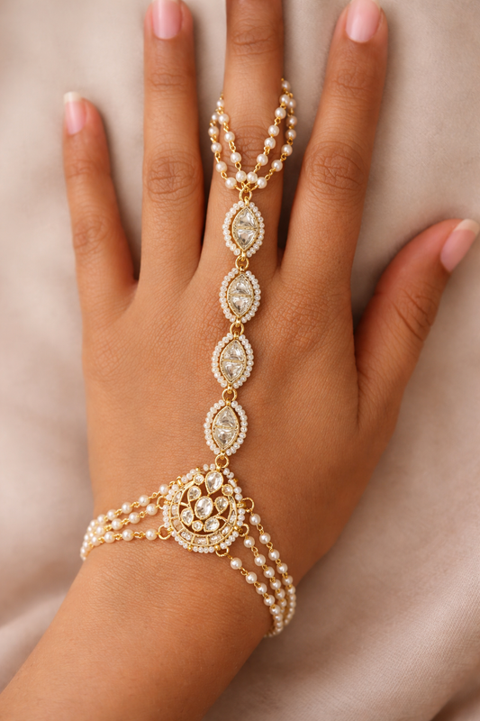 Pearl & Kundan Gold-Tone Hath Pocha-G352100