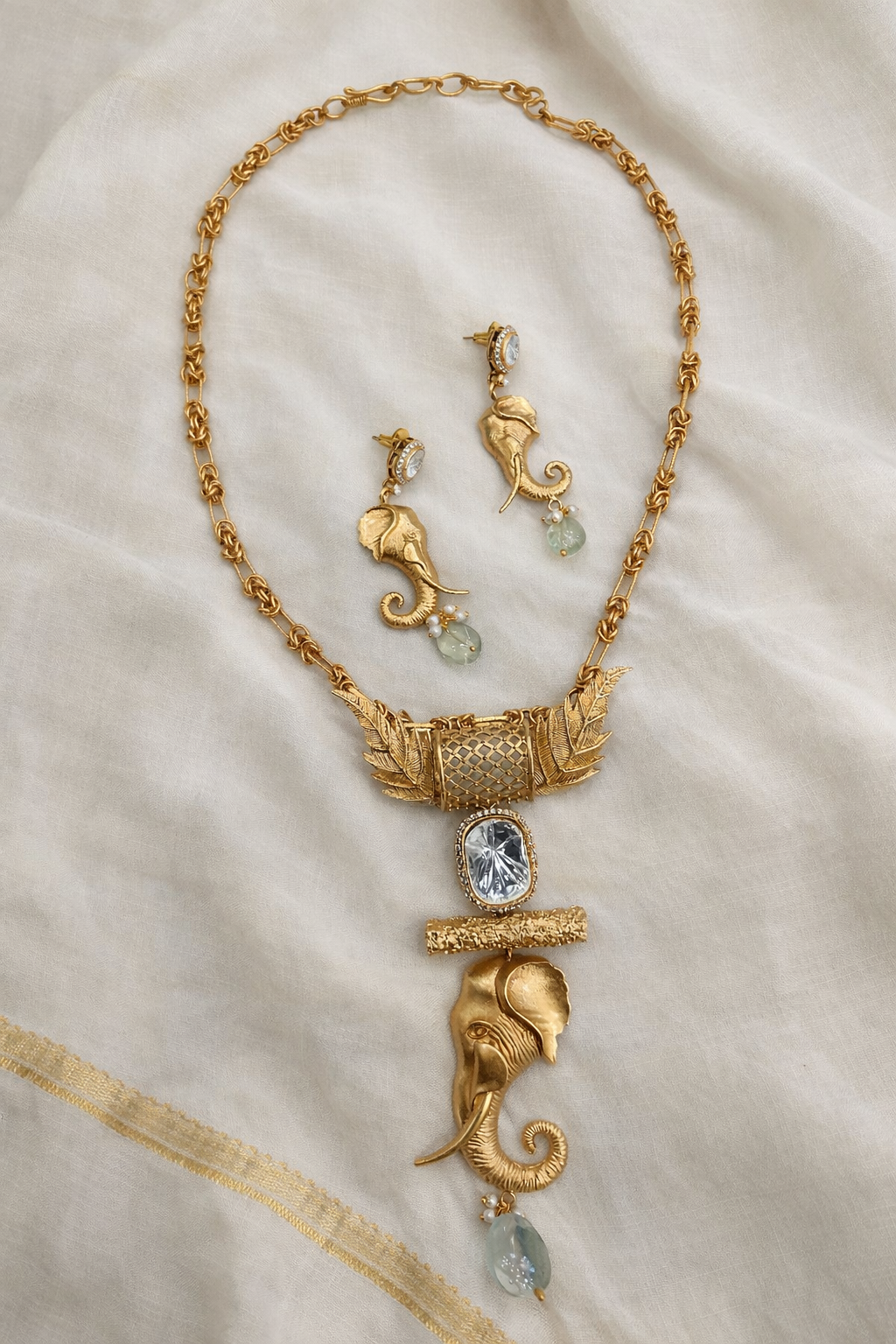 Elephant Motif Gold Plated Necklace