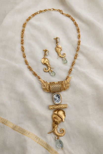 Elephant Motif Gold Plated Necklace