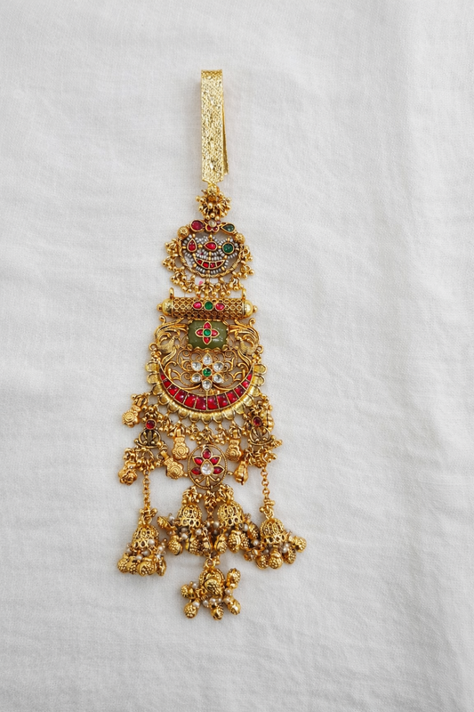 Gold-Plated Heritage Jadau Kamar Challa/Jhoomar/Judda-G356600