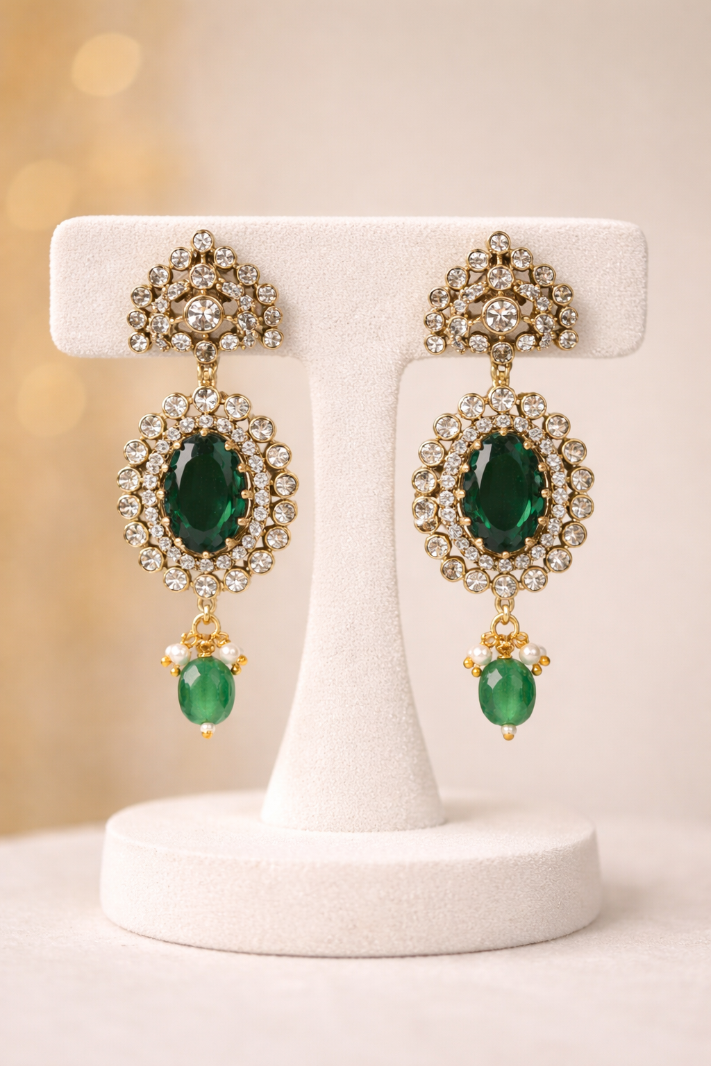 Floral Waterdrop American Diamond Necklace Set