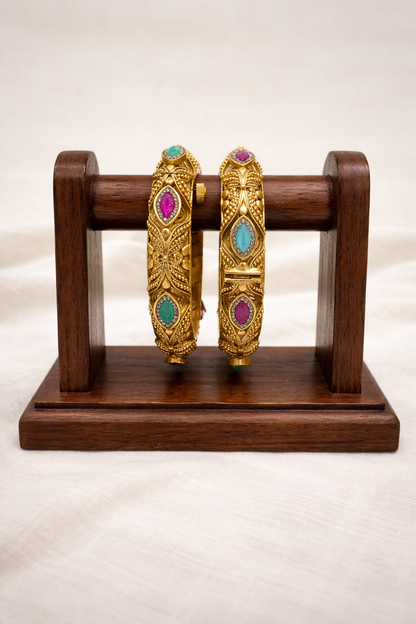 Antique Golden Heritage Bangles(Set of 2)