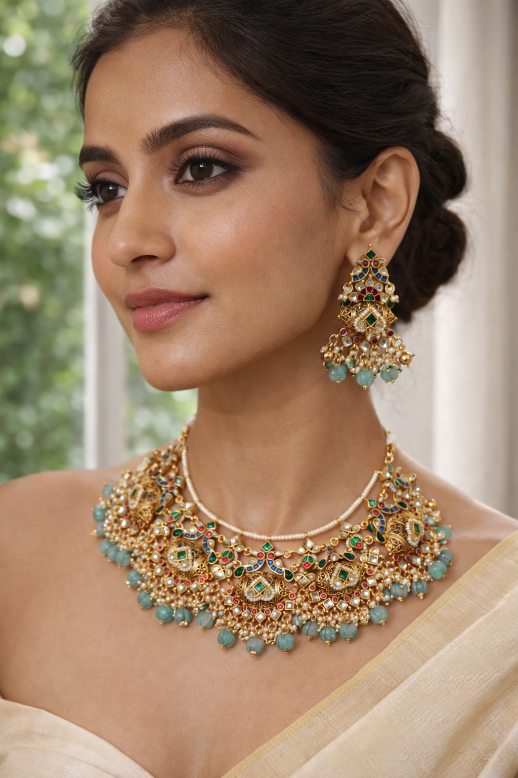 Heritage Kundan Polki Dodi Necklace Set