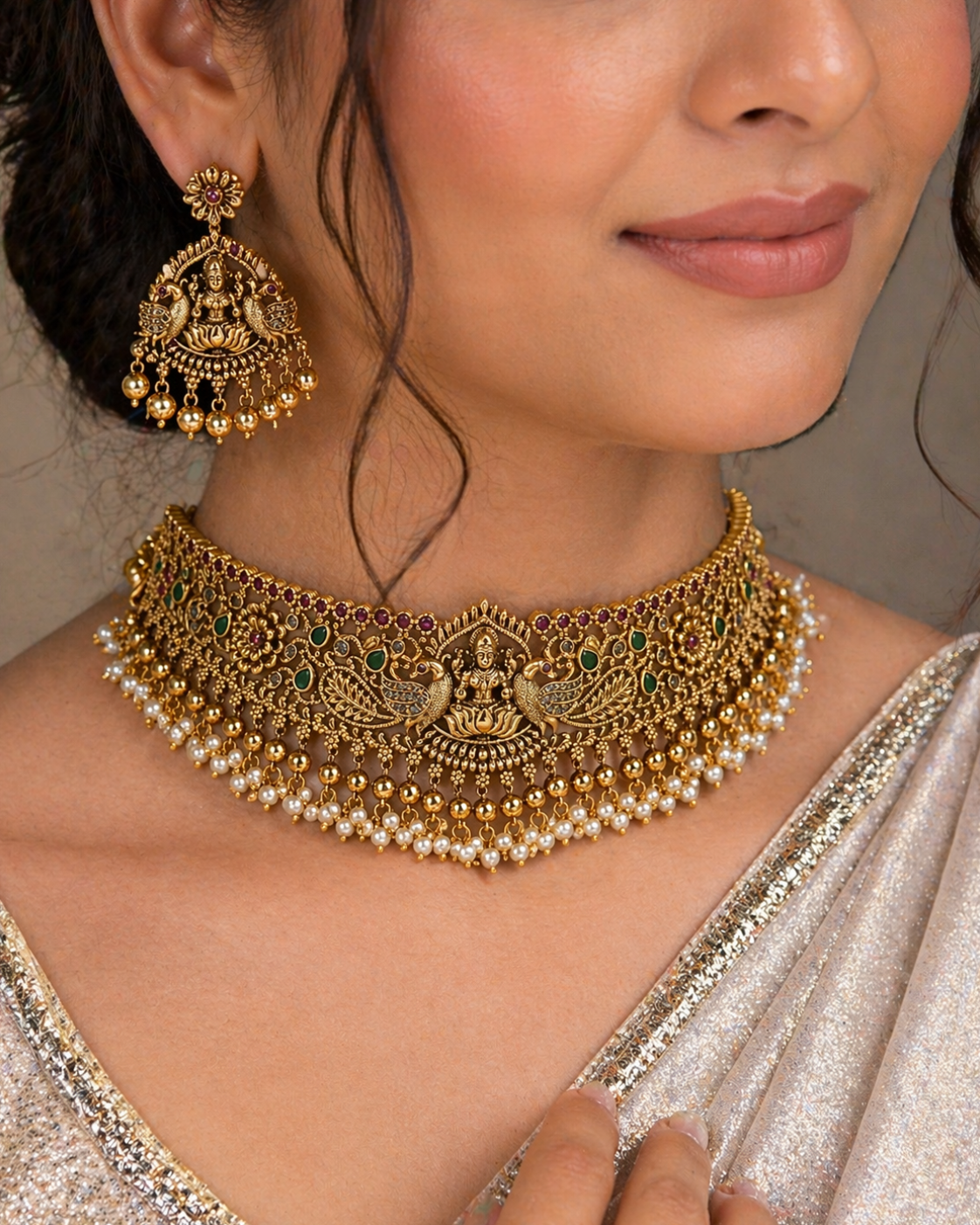 Antique Lakshmi Temple Choker Set-G352700