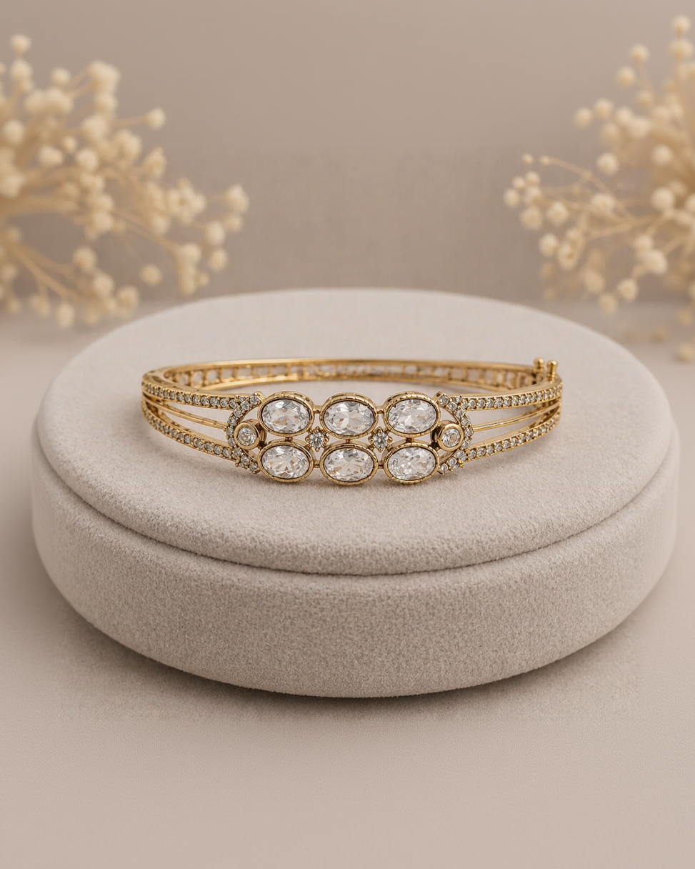 Gold-Toned Moissanite Bracelet Kada-G75800