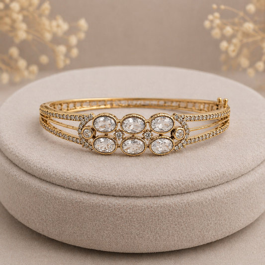 Gold-Toned Moissanite Bracelet Kada-G75800