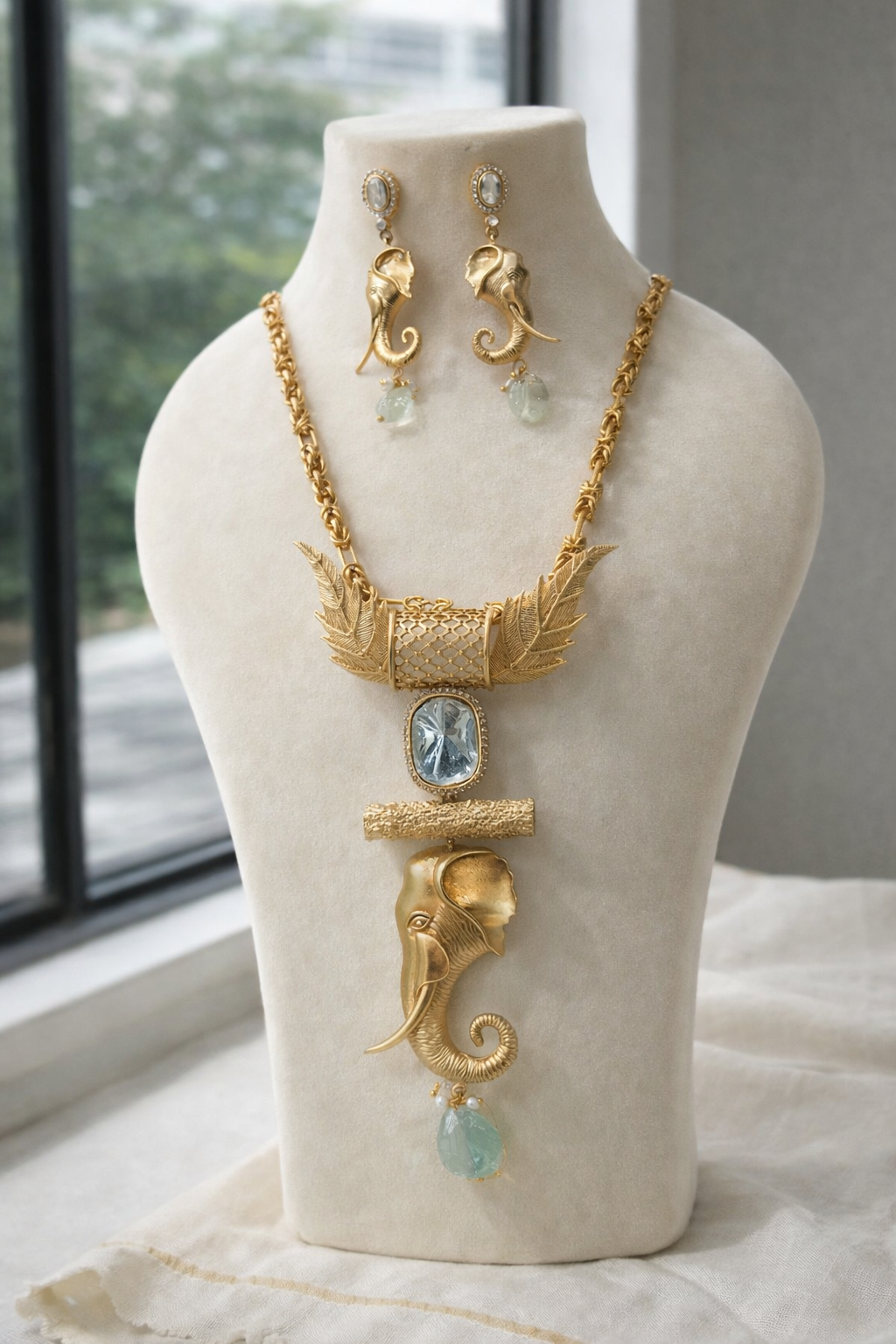 Elephant Motif Gold Plated Necklace