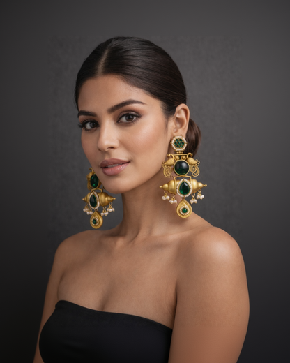 Kashmiri Handmade Gold Toned Earrings-G351100