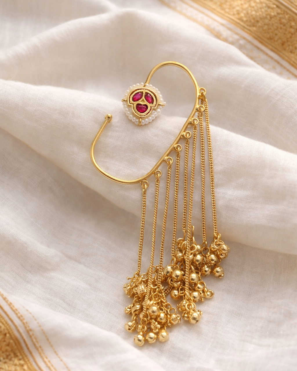Gold Plated Ghungroo Style Ear Cuffs"-G351000
