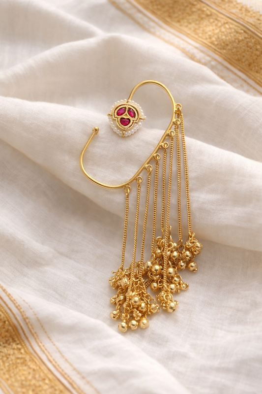 Gold Plated Ghungroo Style Ear Cuffs"-G351000