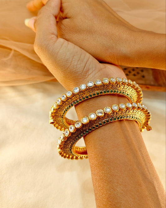 Handcrafted Kundan Studded Bangle(Set of 2)-G756600
