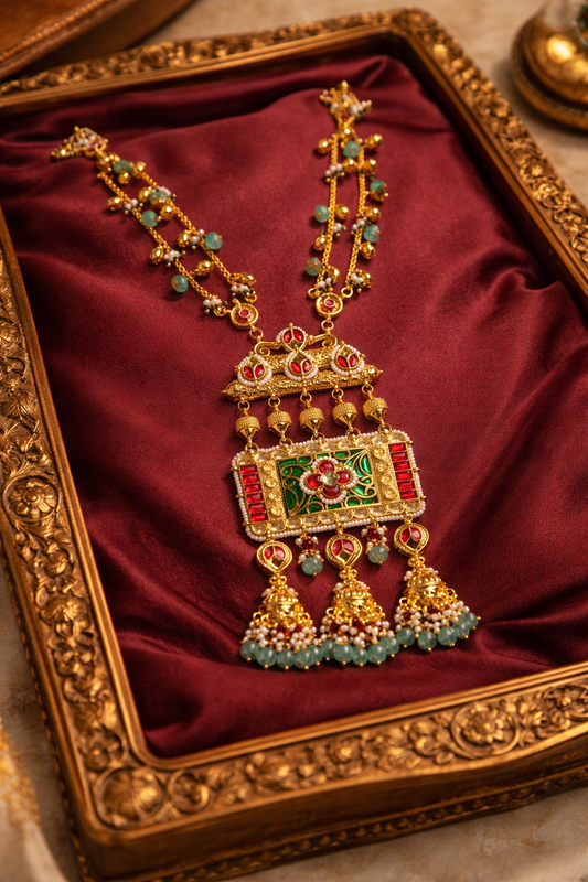 Heritage Real Jadatar Long Necklace Set