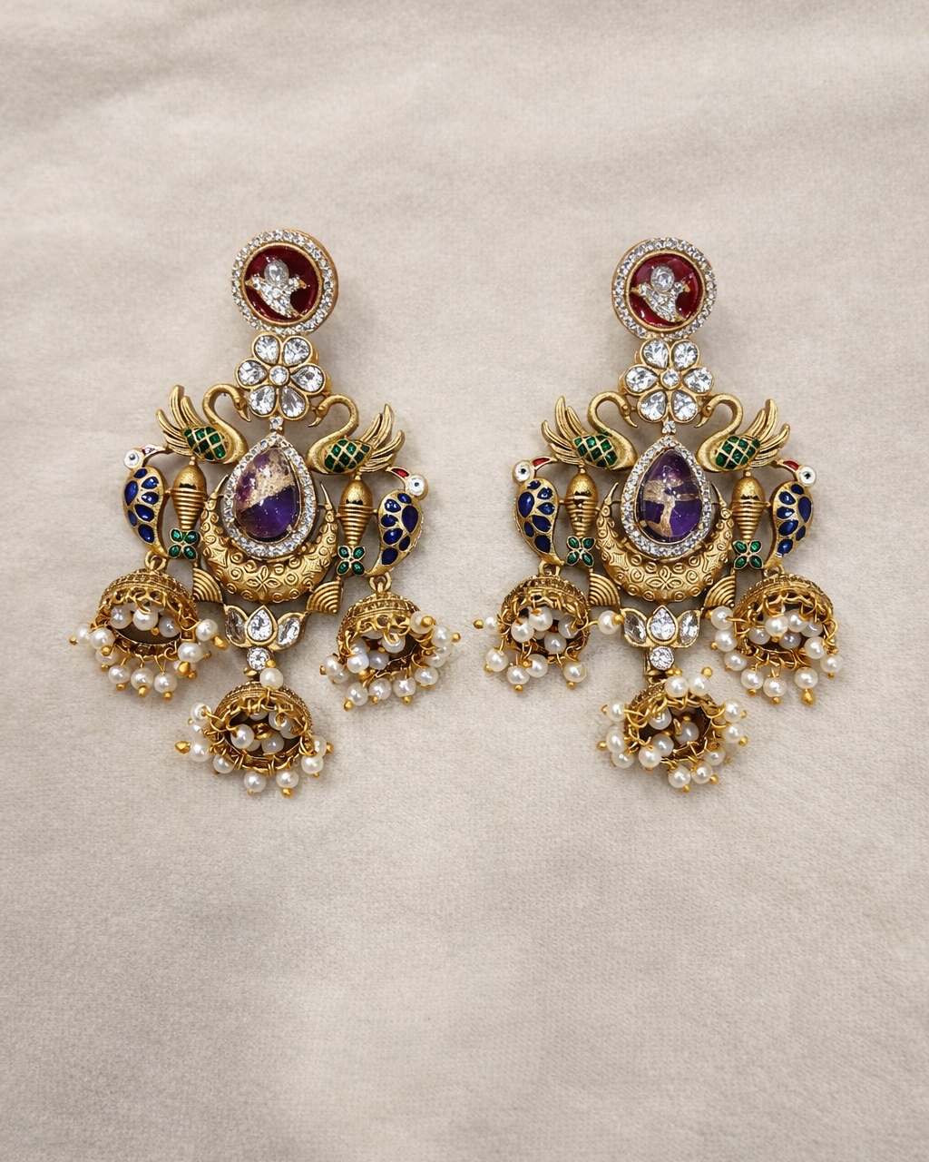 Timeless Green Emerald Pearl Drop Jhumkas Earings-G351700