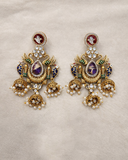 Timeless Green Emerald Pearl Drop Jhumkas Earings-G351700