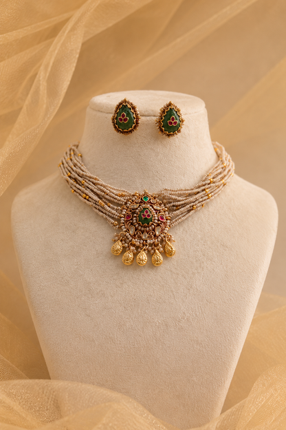 Jadau Choker Necklace Set-G453200
