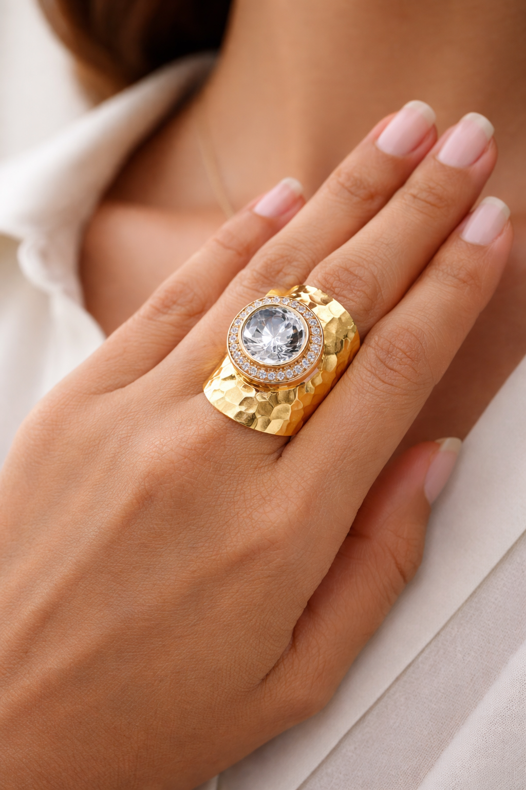 Gold Plated Mossainte Ring