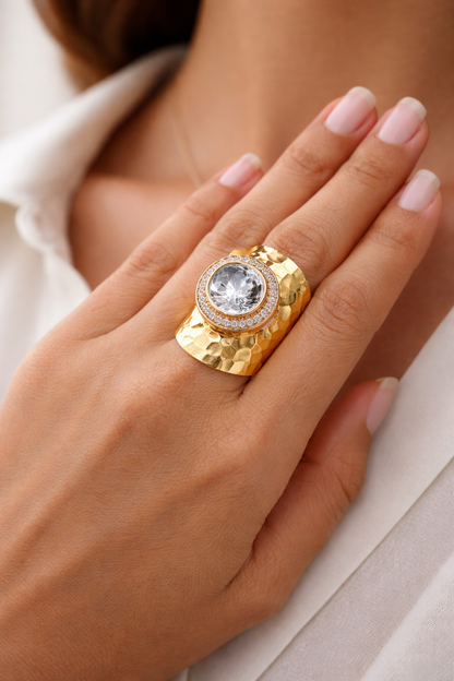 Gold Plated Mossainte Ring