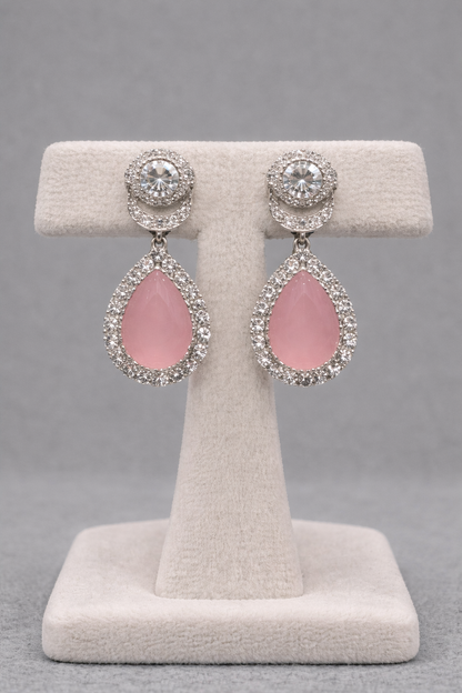 American Diamond Pink Stone Necklace Set