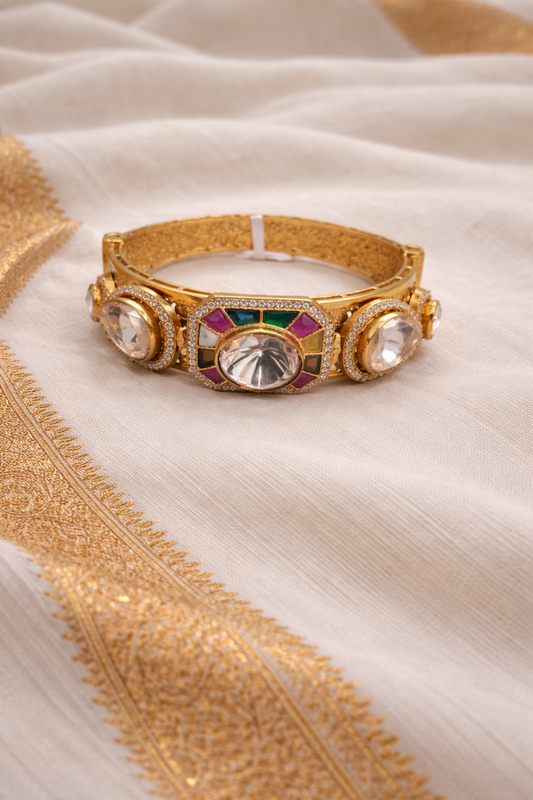 Navratna Mossonite Bangle Bracelet