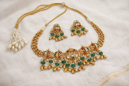 Jadav Heritage Matt Gold Plated Necklace Set