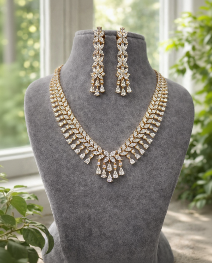 American Diamond Zirconia Necklace Set-G353100