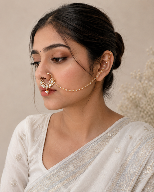 Jadau Kundan Nath/Nose Pin-G75600
