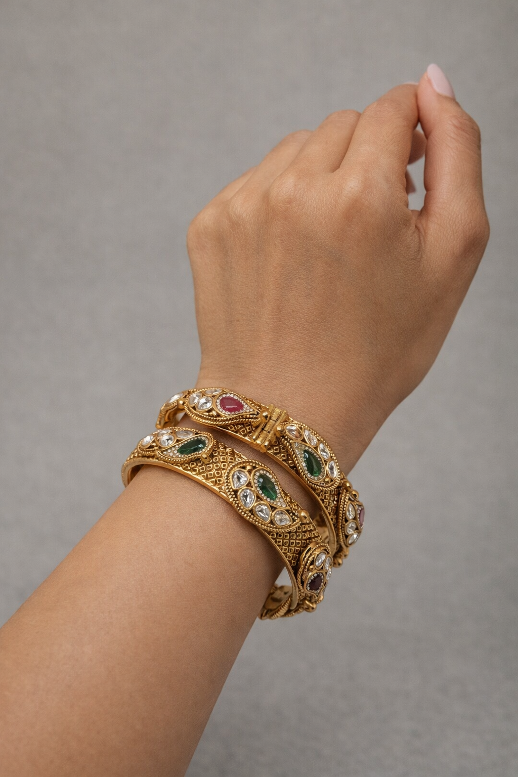 Antique Gold-Plated Bangles(Set of 2)