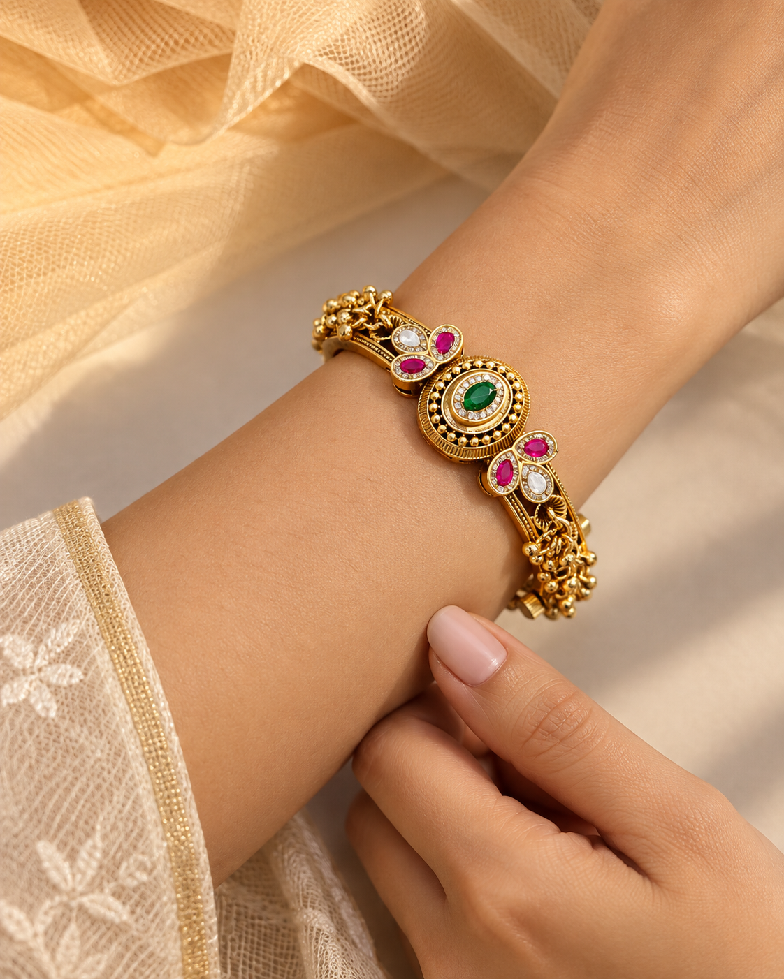 Gold plated Haritage Kada Bangles(Set of 2)-02166
