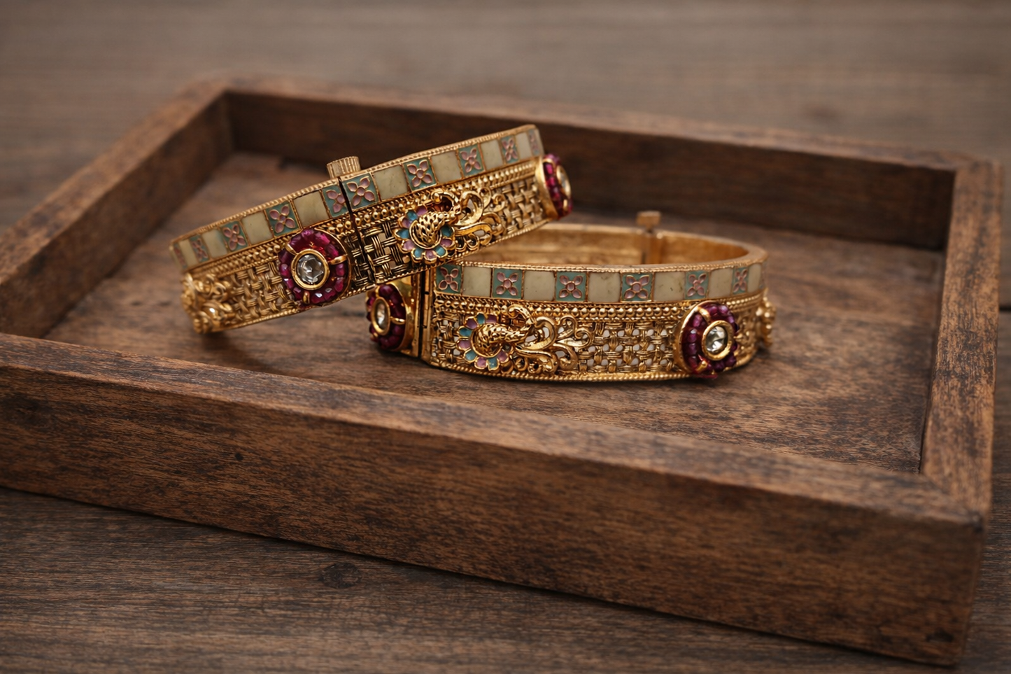 Heritage Meenakari Gold Plated Bangles(Set of 2)