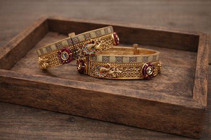 Heritage Meenakari Gold Plated Bangles(Set of 2)