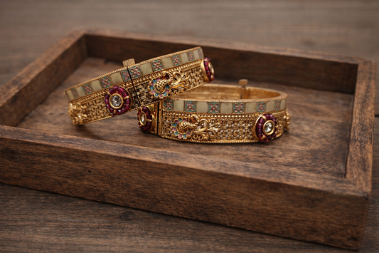 Heritage Meenakari Gold Plated Bangles(Set of 2)