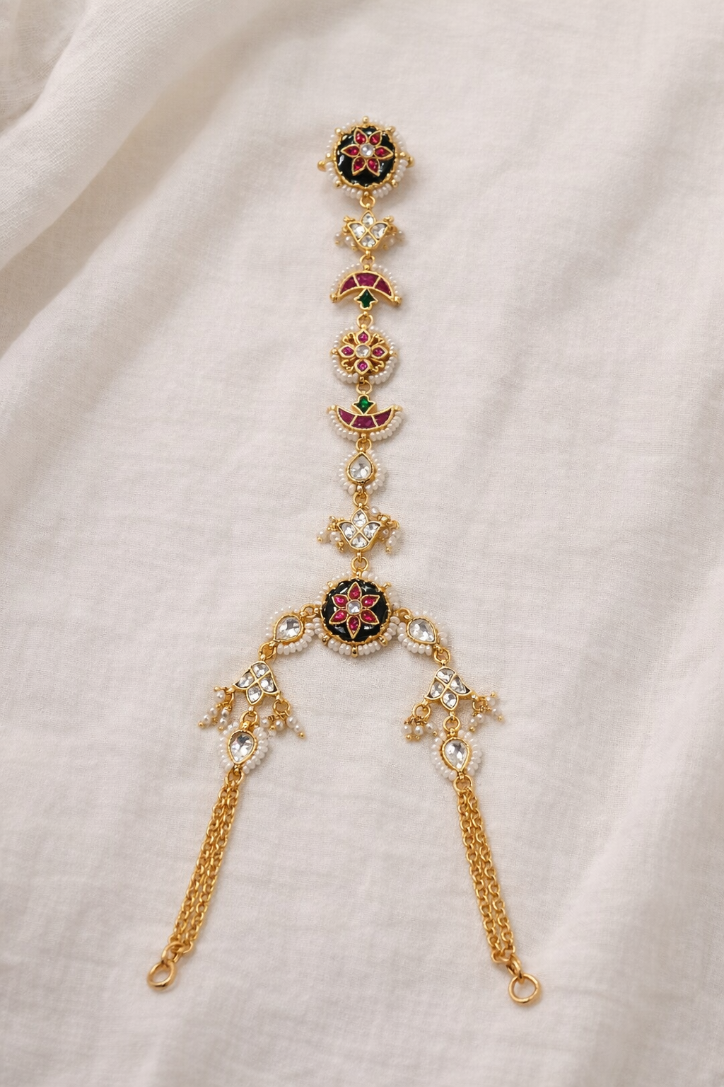 Pachi Kundan Floral Hath phool