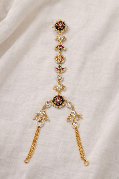 Pachi Kundan Floral Hath phool