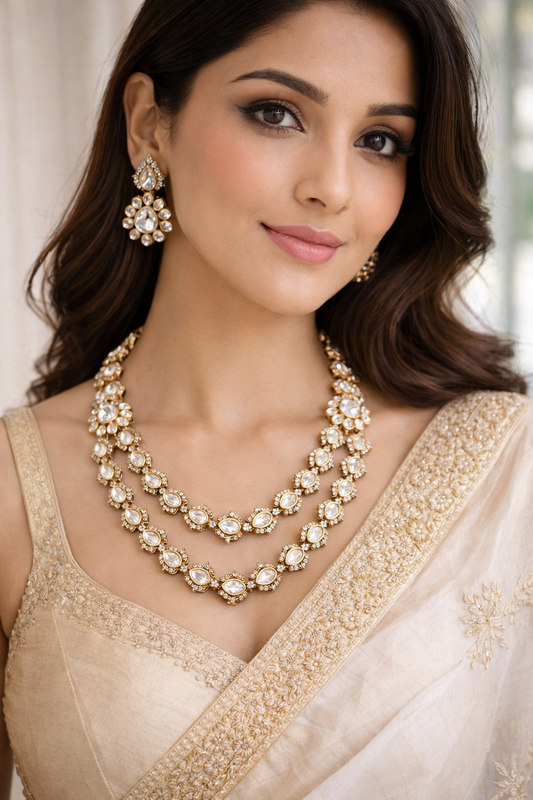 Handcrafted Traditional Kundan Jewellery Set-G356100