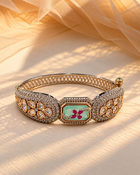 Moissanite Openable Kada Bangles Cuff
-KD2326