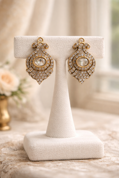 Long Kundan & American Diamond Necklace Set