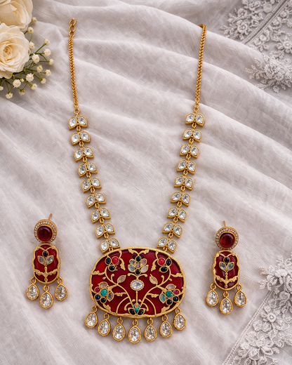 Vintage-Inspired Statement Kundan Necklace Set-G352100