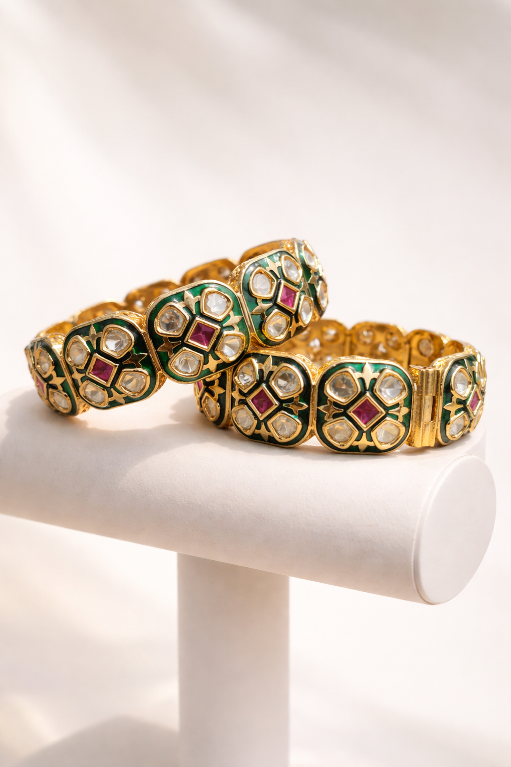 Meenakari Kundan Gold-Plated Bangle Pair