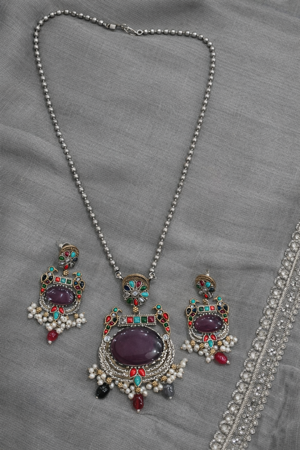Fusion Dual-Tone Kundan & Pearl Jewellery Set-G351900