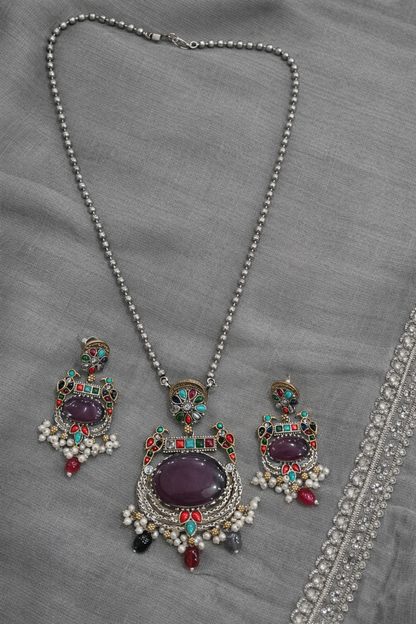Fusion Dual-Tone Kundan & Pearl Jewellery Set-G351900