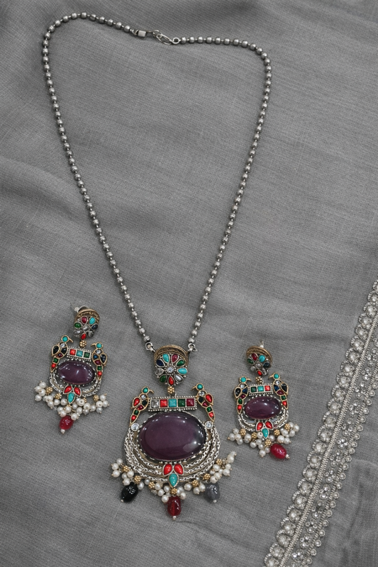 Fusion Dual-Tone Kundan & Pearl Jewellery Set-G351900