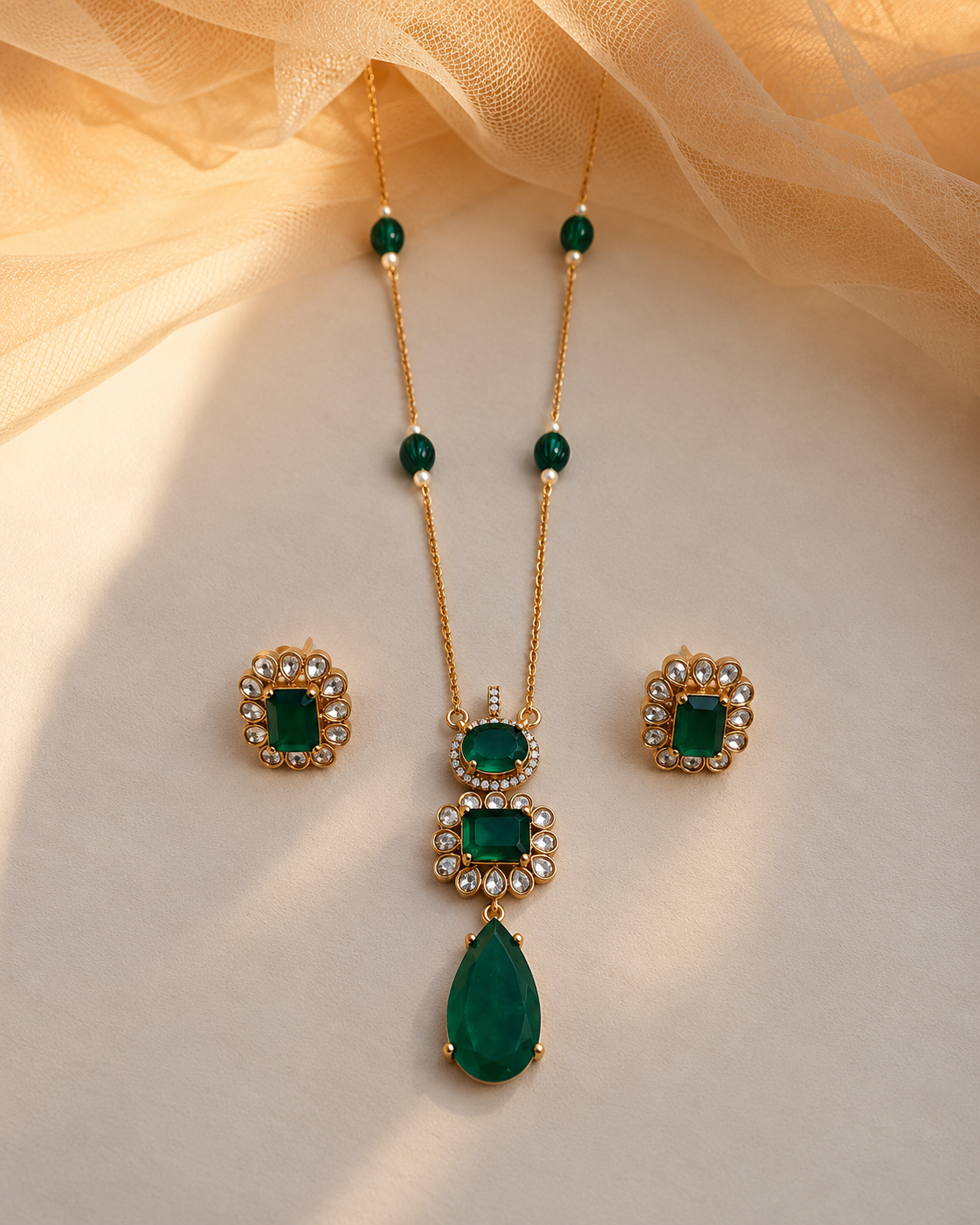 Emrald Green Pendant Set-PS2304